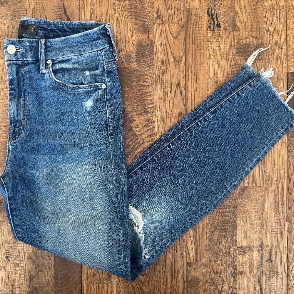 MOTHER The Looker Ankle Fray Jeans Furiously Happy Women's Size 27 2 - Picture 2 of 10